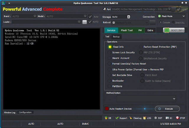 Hydra Qualcomm Tool Version 1.0.1 Build 52